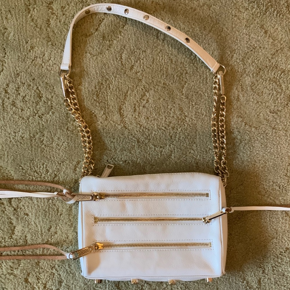 Rebecca Minkoff Cross Body white leather gold